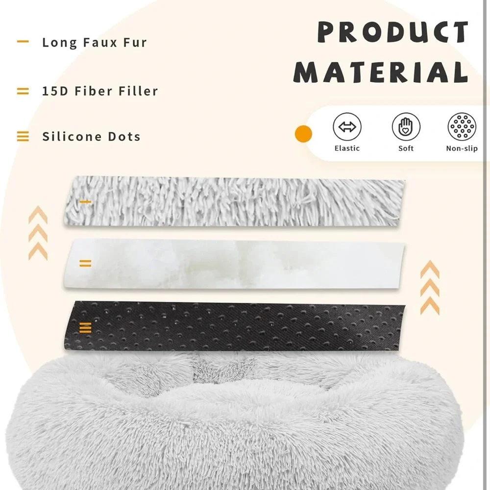 Calming Dog Bed for Medium Dogs, 30 inches Anti-Slip Round Fluffy Plush